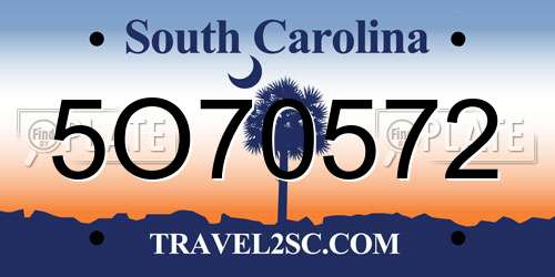 5O70572 South Carolina License Plate