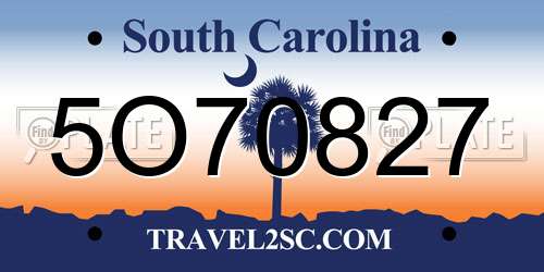5O70827 South Carolina License Plate