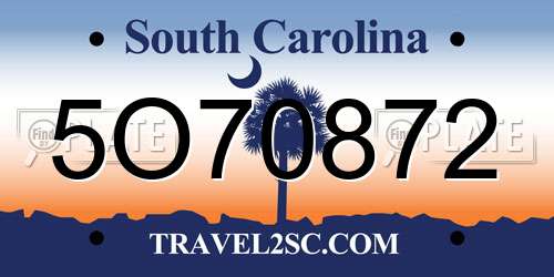 5O70872 South Carolina License Plate