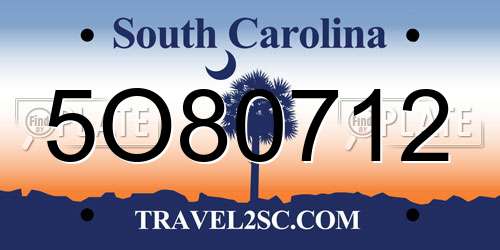 5O80712 South Carolina License Plate