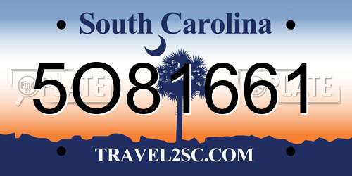 5O81661 South Carolina License Plate