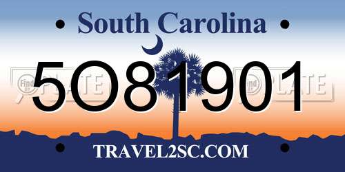 5O81901 South Carolina License Plate