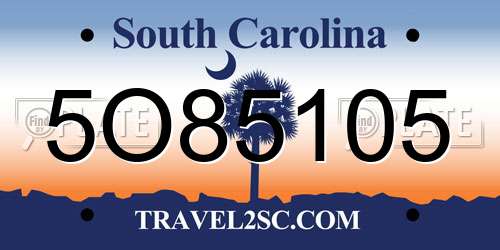5O85105 South Carolina License Plate