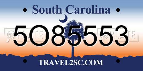 5O85553 South Carolina License Plate