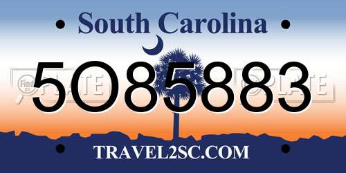 5O85883 South Carolina License Plate