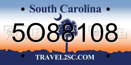 5O88108 South Carolina License Plate