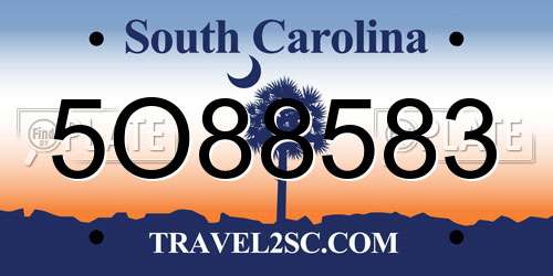 5O88583 South Carolina License Plate