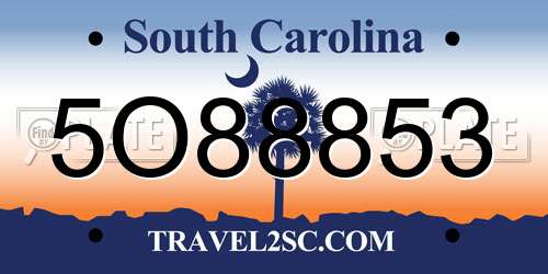 5O88853 South Carolina License Plate