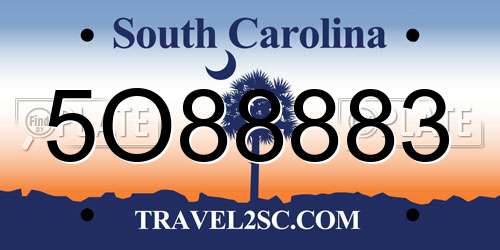 5O88883 South Carolina License Plate