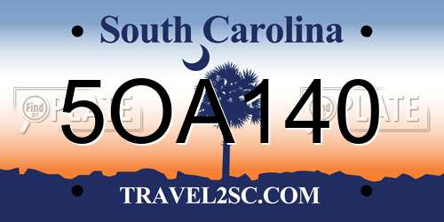 5OA140 South Carolina License Plate