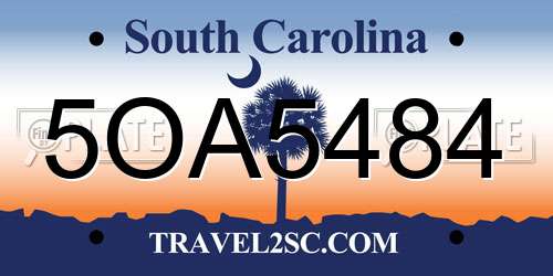 5OA5484 South Carolina License Plate