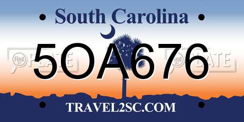 5OA676 South Carolina License Plate