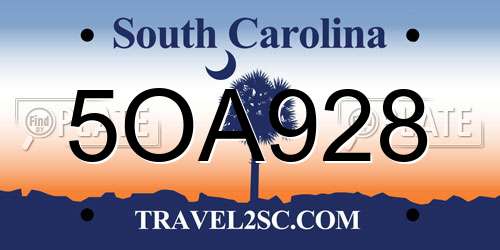 5OA928 South Carolina License Plate