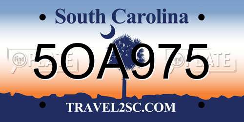 5OA975 South Carolina License Plate