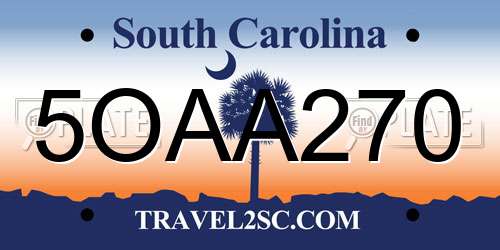 5OAA270 South Carolina License Plate