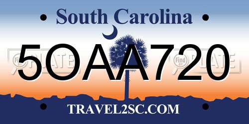 5OAA720 South Carolina License Plate