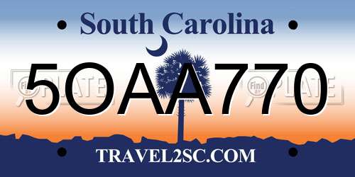 5OAA770 South Carolina License Plate