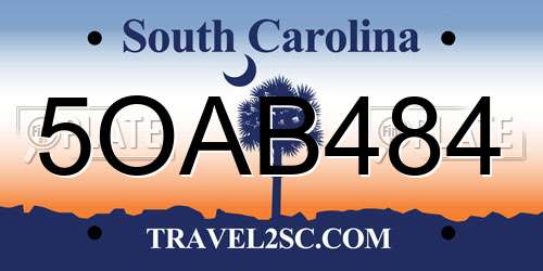 5OAB484 South Carolina License Plate