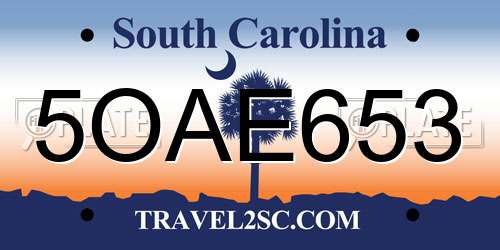 5OAE653 South Carolina License Plate