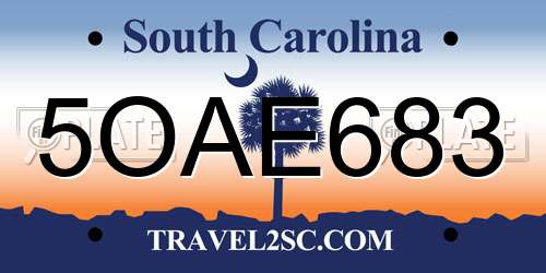 5OAE683 South Carolina License Plate