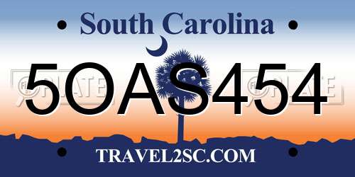 5OAS454 South Carolina License Plate