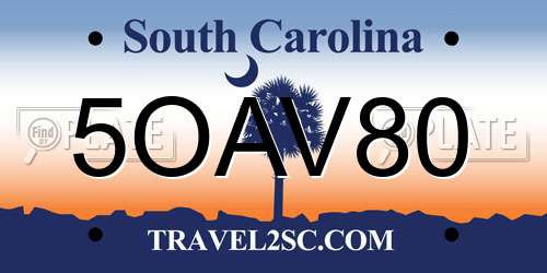 5OAV80 South Carolina License Plate