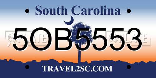 5OB5553 South Carolina License Plate