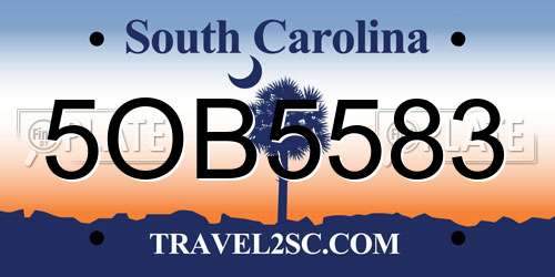 5OB5583 South Carolina License Plate