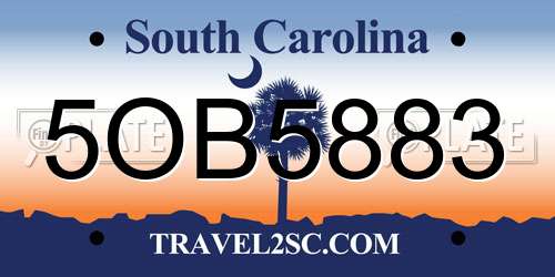 5OB5883 South Carolina License Plate