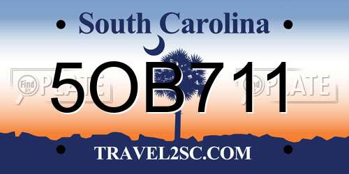 5OB711 South Carolina License Plate