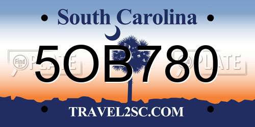 5OB780 South Carolina License Plate