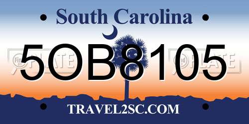 5OB8105 South Carolina License Plate