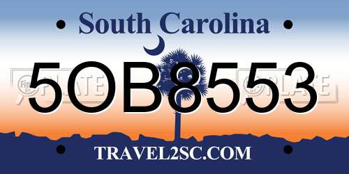 5OB8553 South Carolina License Plate