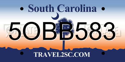 5OBB583 South Carolina License Plate