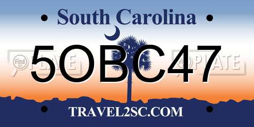 5OBC47 South Carolina License Plate
