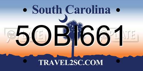 5OBI661 South Carolina License Plate