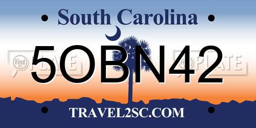 5OBN42 South Carolina License Plate