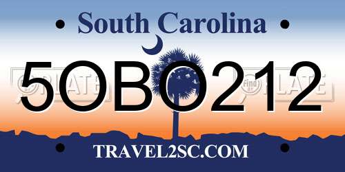 5OBO212 South Carolina License Plate