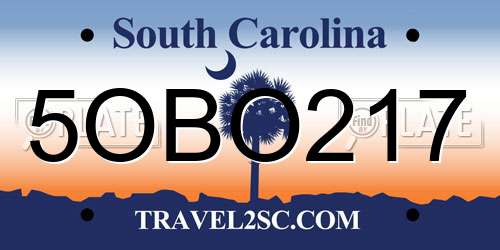 5OBO217 South Carolina License Plate