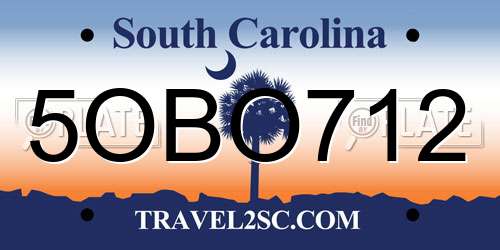 5OBO712 South Carolina License Plate