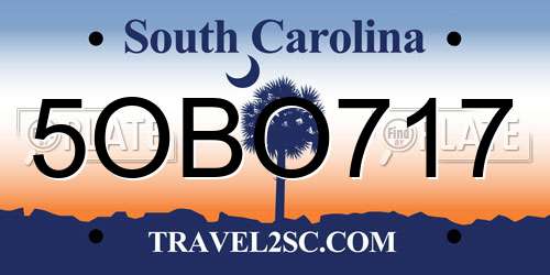 5OBO717 South Carolina License Plate