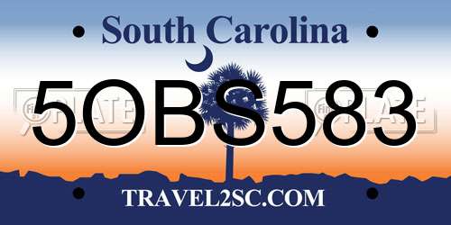 5OBS583 South Carolina License Plate