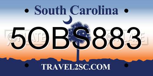 5OBS883 South Carolina License Plate