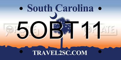 5OBT11 South Carolina License Plate
