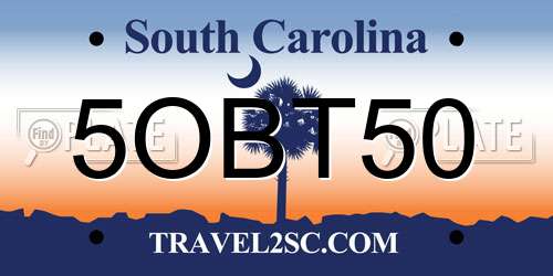 5OBT50 South Carolina License Plate