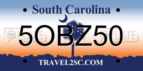 5OBZ50 South Carolina License Plate