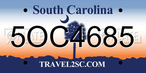 5OC4685 South Carolina License Plate