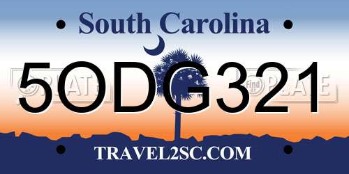 5ODG321 South Carolina License Plate