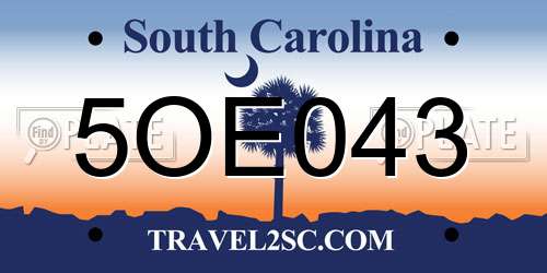 5OE043 South Carolina License Plate