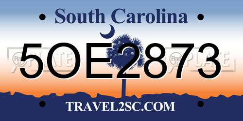 5OE2873 South Carolina License Plate